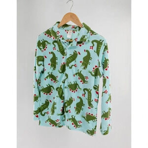 Gymboree 2 pc Christmas Dinosaur fleece PJ's Green  & Red | XL (14)